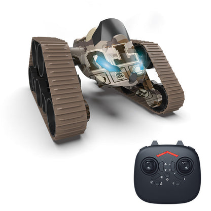 Radio-ohjattu hybridi: drone ja tankit - kameralla