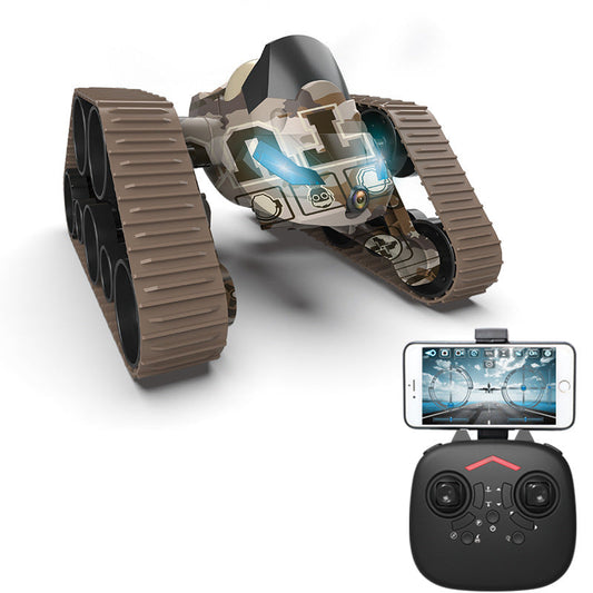 Radio-ohjattu hybridi: drone ja tankit - kameralla